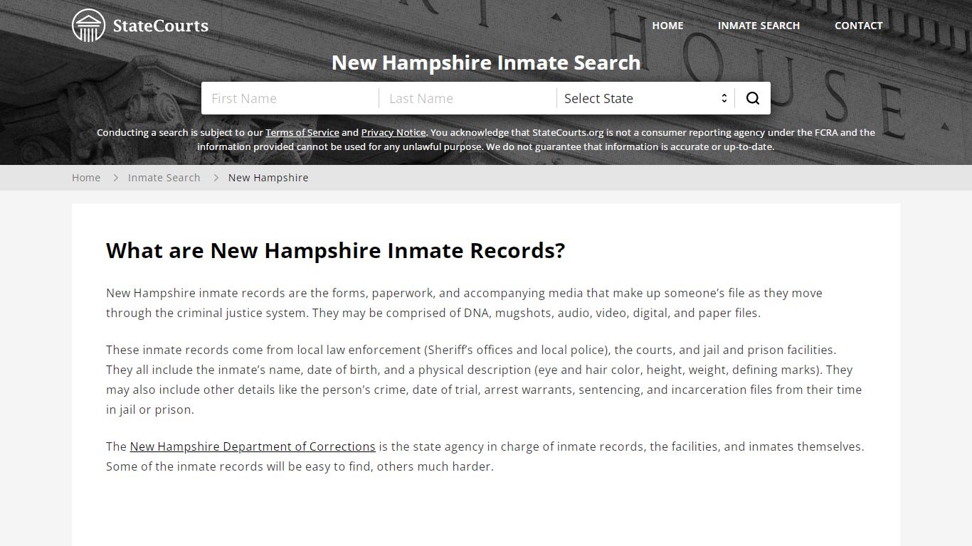 New Hampshire Inmate Search, Prison and Jail Information ...