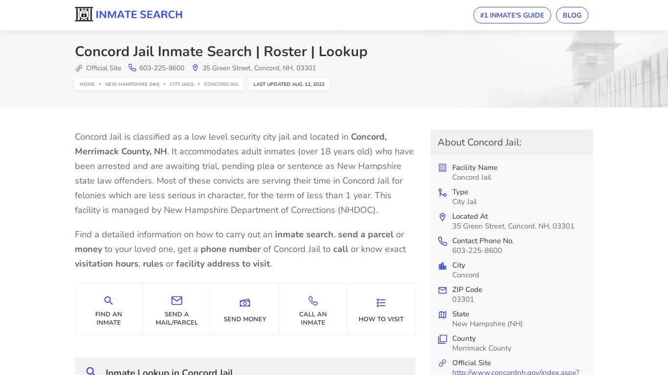 Concord Jail Inmate Search | Roster | Lookup